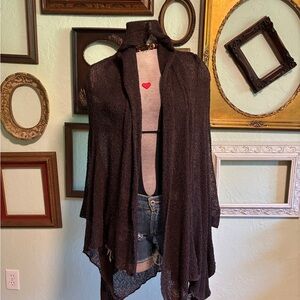 Van Klee Chocolate Open Weave Knit Wrap